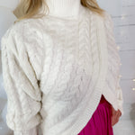 Bluffton Ivory Cross Over Turtleneck Sweater