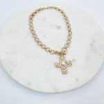 Bold Cross with Pearl Necklace