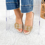 Bold Gold Slip on Slide Sandal