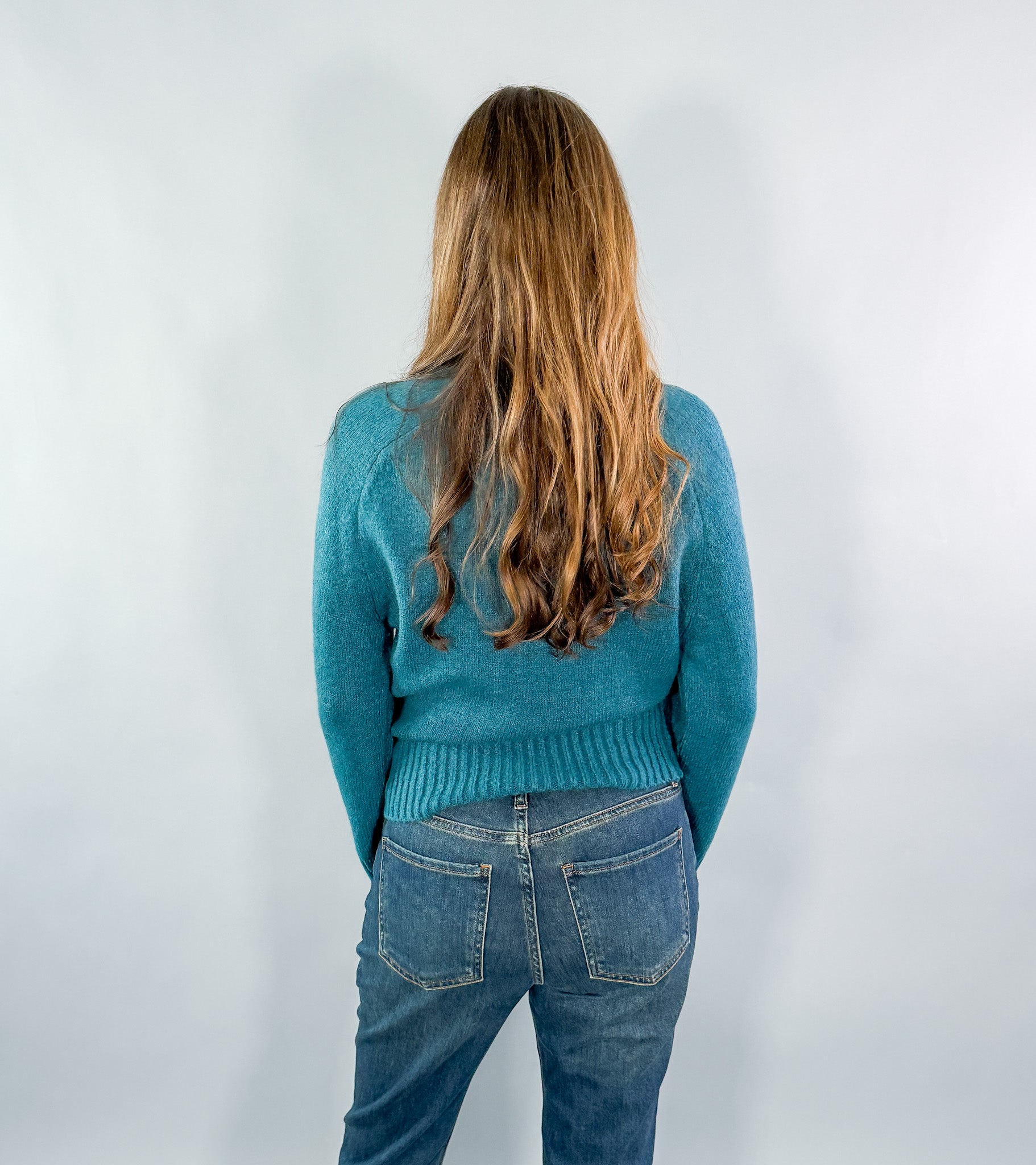 Bonner Teal Mock Neck Sweater