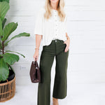 Bonnie Ivory Ribbed Button Knit Top Doe and Rae
