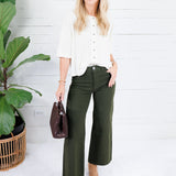 Bonnie Ivory Ribbed Button Knit Top Doe and Rae