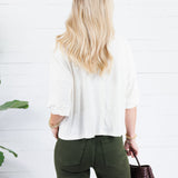 Bonnie Ivory Ribbed Button Knit Top Doe and Rae