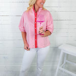 Bonny Pink Carnation Stripe Top Emily Mccarthy