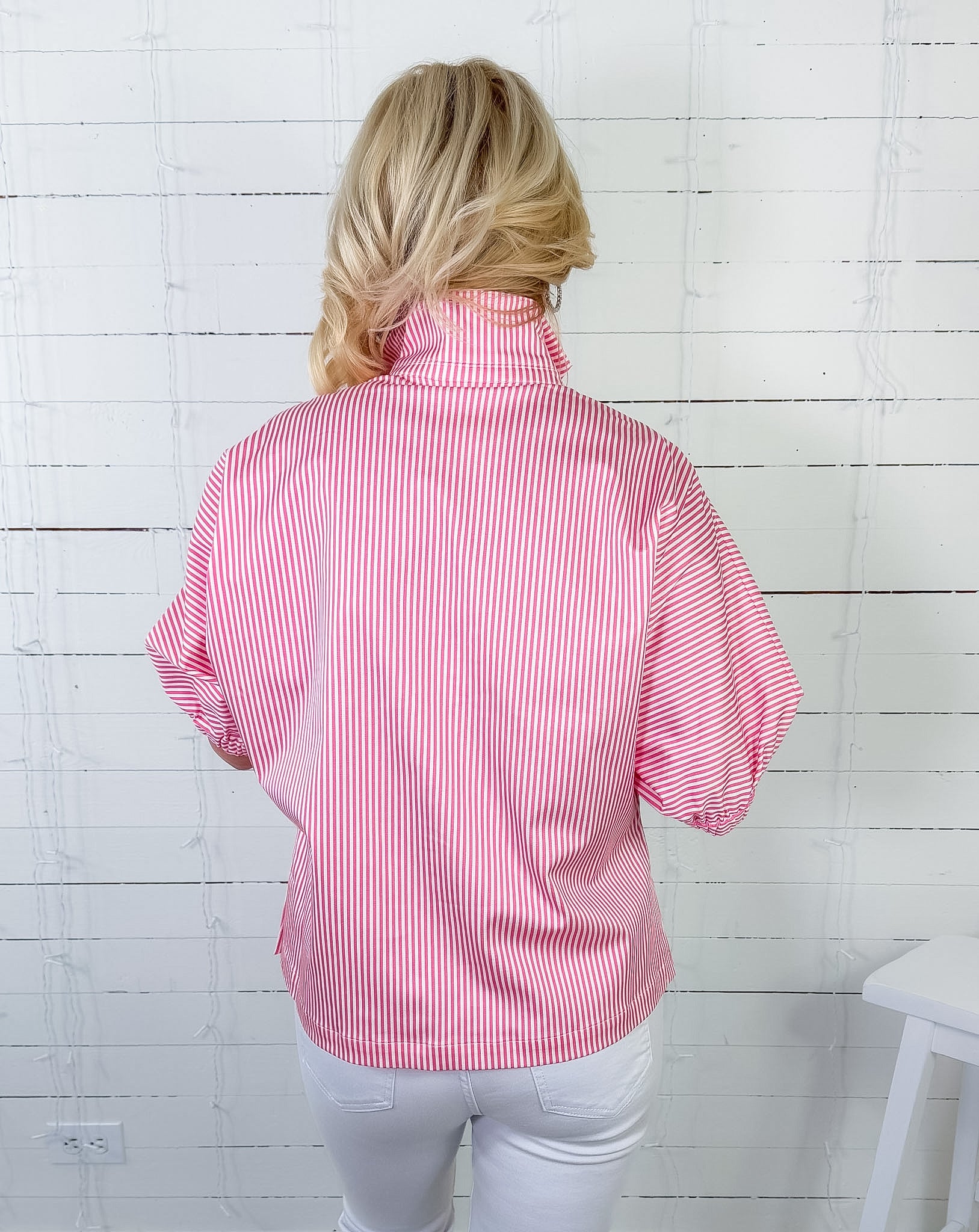 Bonny Pink Carnation Stripe Top Emily Mccarthy