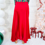 Bordeaux Satin Maxi Skirt