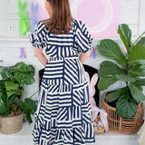 Borden Navy Stripes Maxi Dress THML