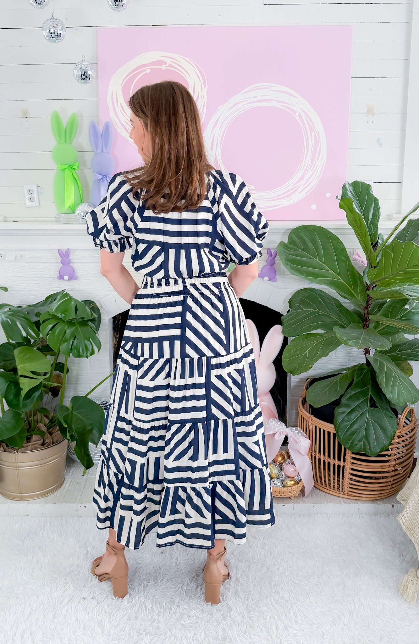 Borden Navy Stripes Maxi Dress THML