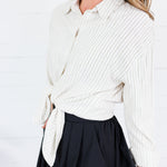Bostany Beige Stripe Button Top Molly Bracken