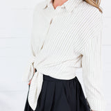 Bostany Beige Stripe Button Top Molly Bracken
