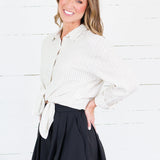 Bostany Beige Stripe Button Top Molly Bracken