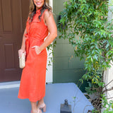 Bowie Orange Button Front Maxi Dress KUT