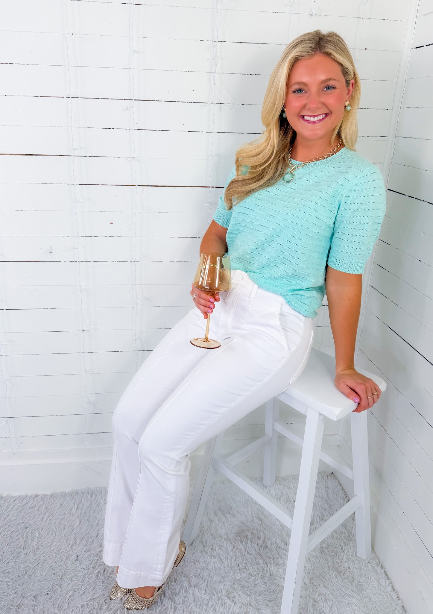 Boyle Mint Pointelle Sweater Staccato