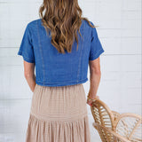 Bray Denim Boxy Button Top Blu Pepper