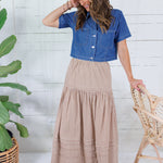 Bray Denim Boxy Button Top Blu Pepper