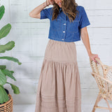 Bray Denim Boxy Button Top Blu Pepper