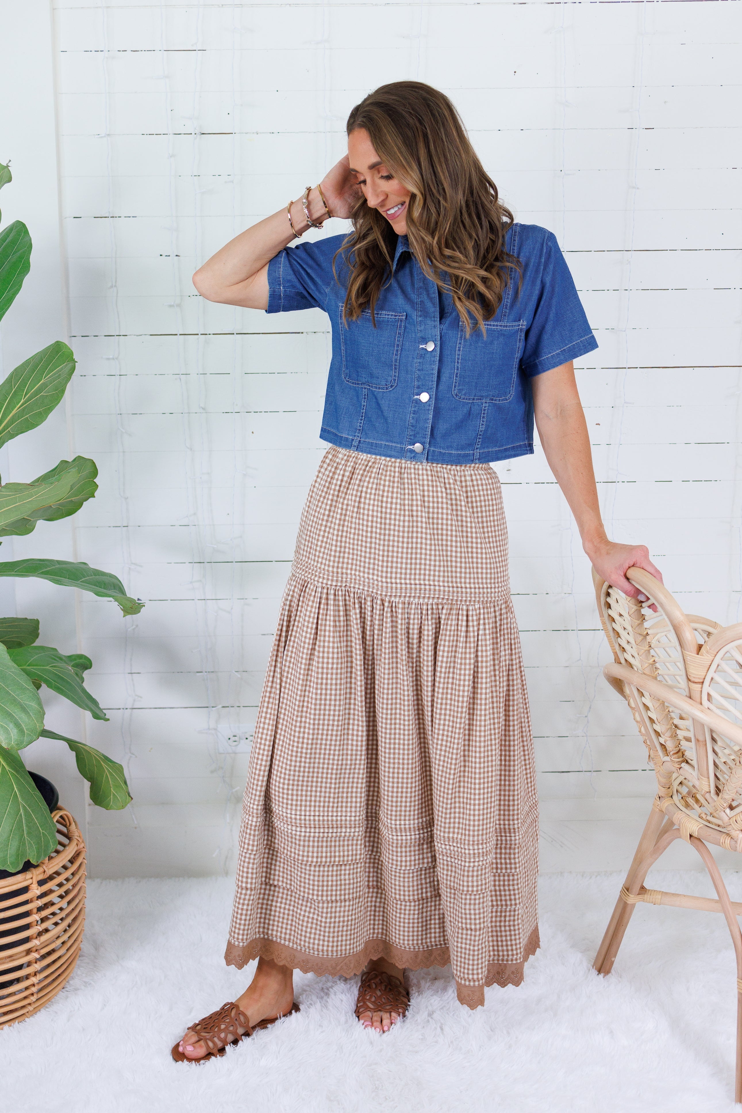 Bray Denim Boxy Button Top Blu Pepper