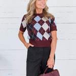 Bria Argyle Knit Sweater Lucy Paris
