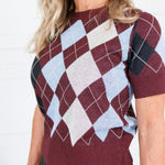 Bria Argyle Knit Sweater Lucy Paris