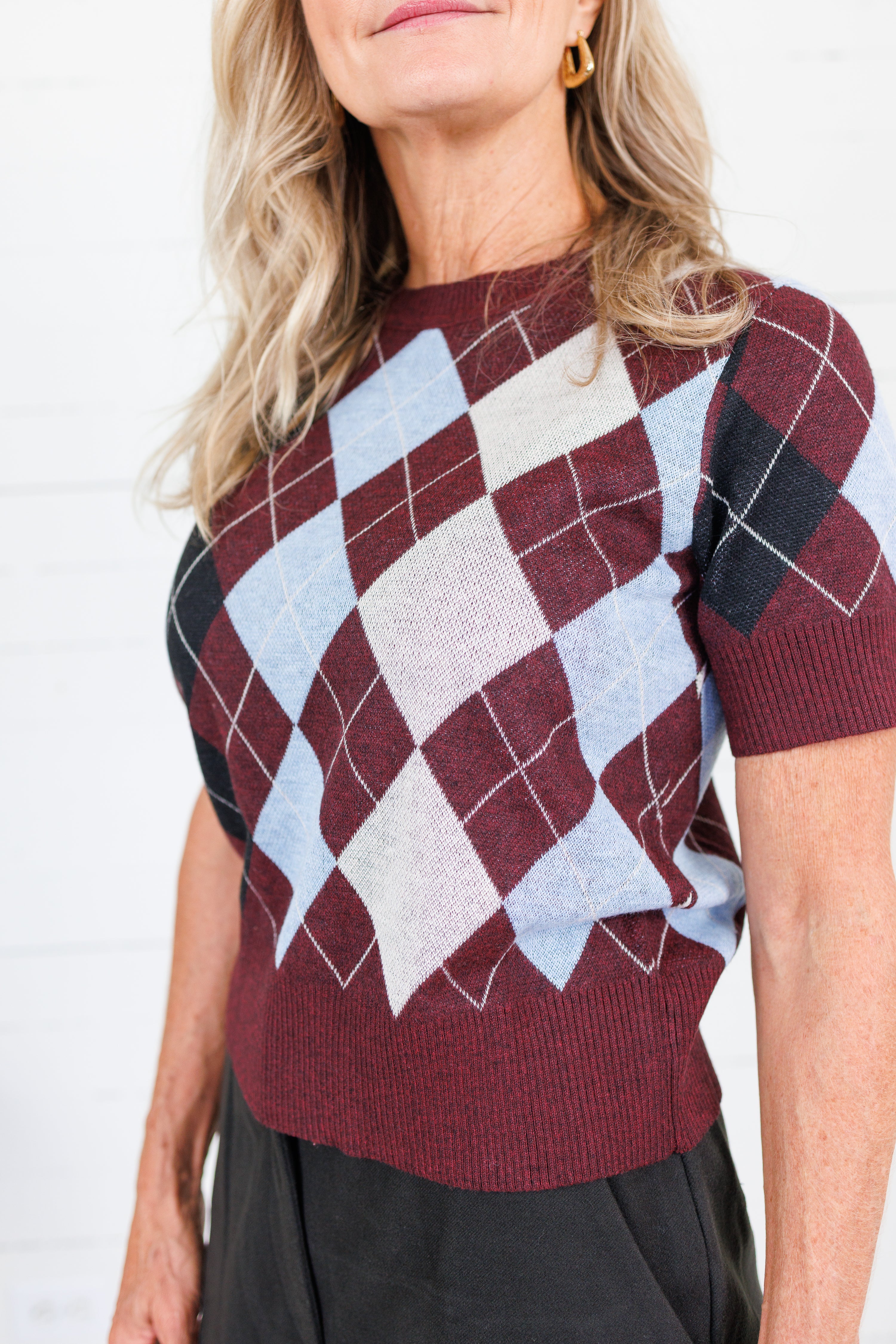 Bria Argyle Knit Sweater Lucy Paris