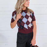Bria Argyle Knit Sweater Lucy Paris