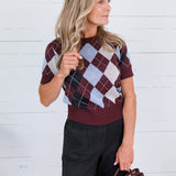 Bria Argyle Knit Sweater Lucy Paris