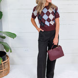 Bria Argyle Knit Sweater Lucy Paris
