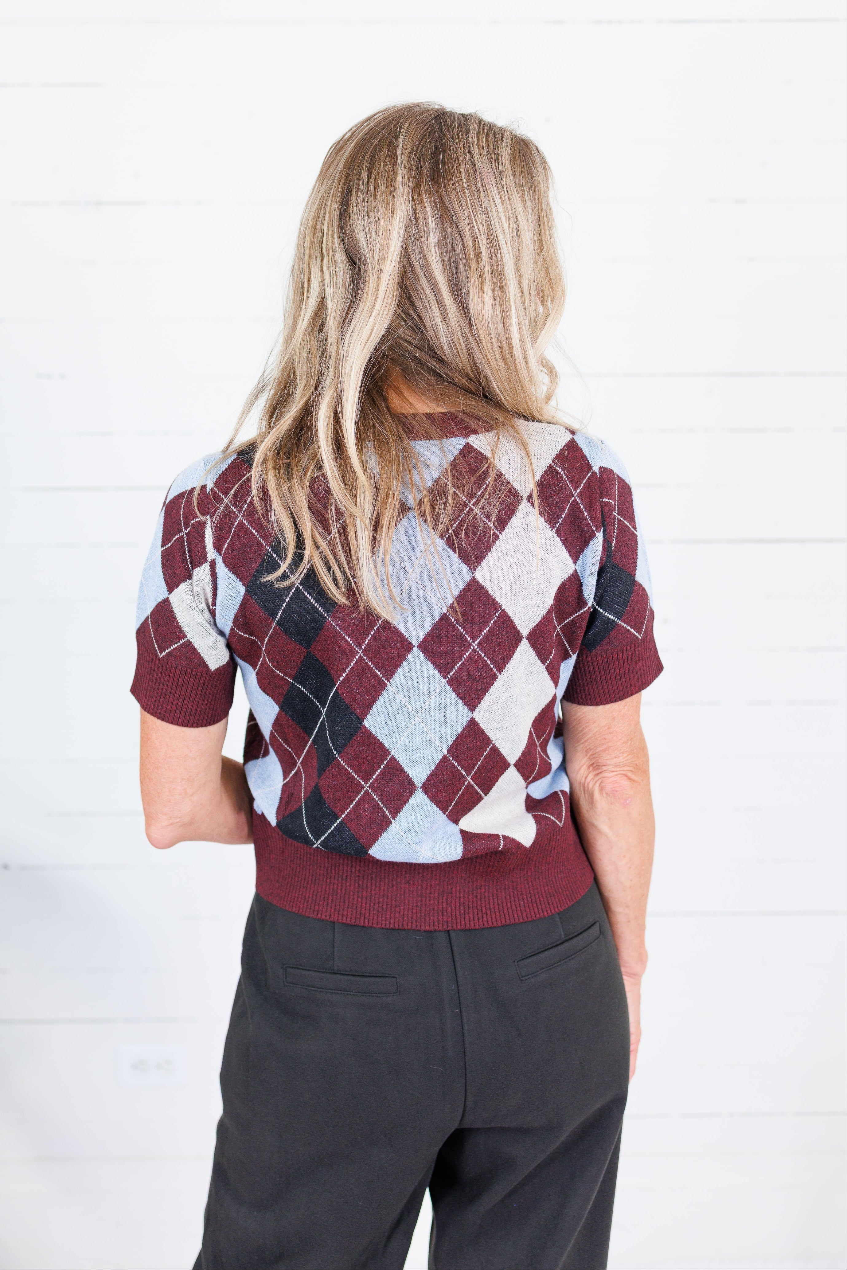 Bria Argyle Knit Sweater Lucy Paris