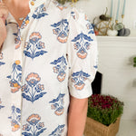Bridges Vintage Floral Ruffle Neck Top Karlie
