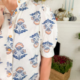 Bridges Vintage Floral Ruffle Neck Top Karlie