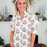 Bridges Vintage Floral Ruffle Neck Top Karlie