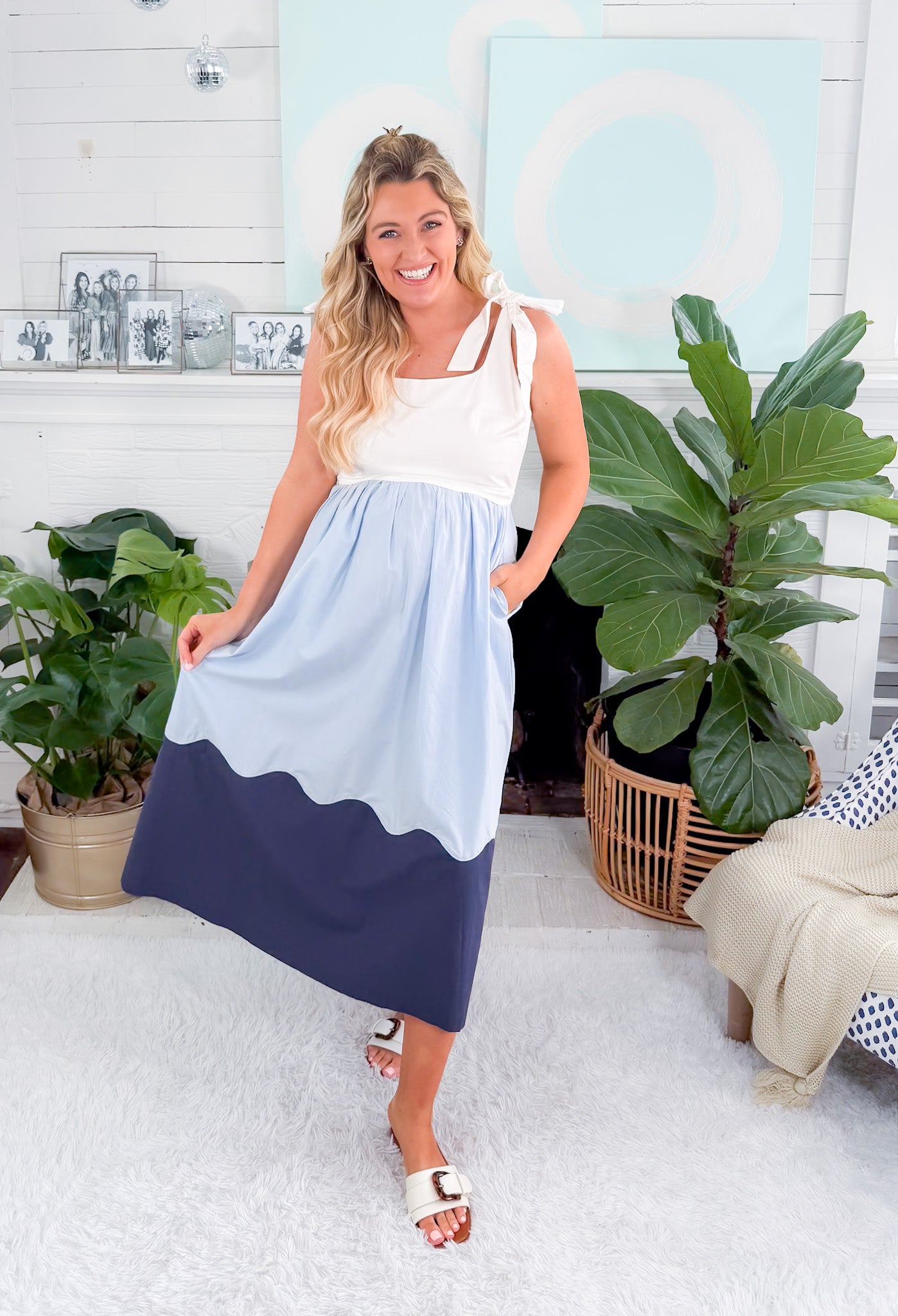 Bridget Blue Colorblock Maxi Dress