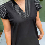 Brisbane Black Flutter Sleeve Mini Dress THML