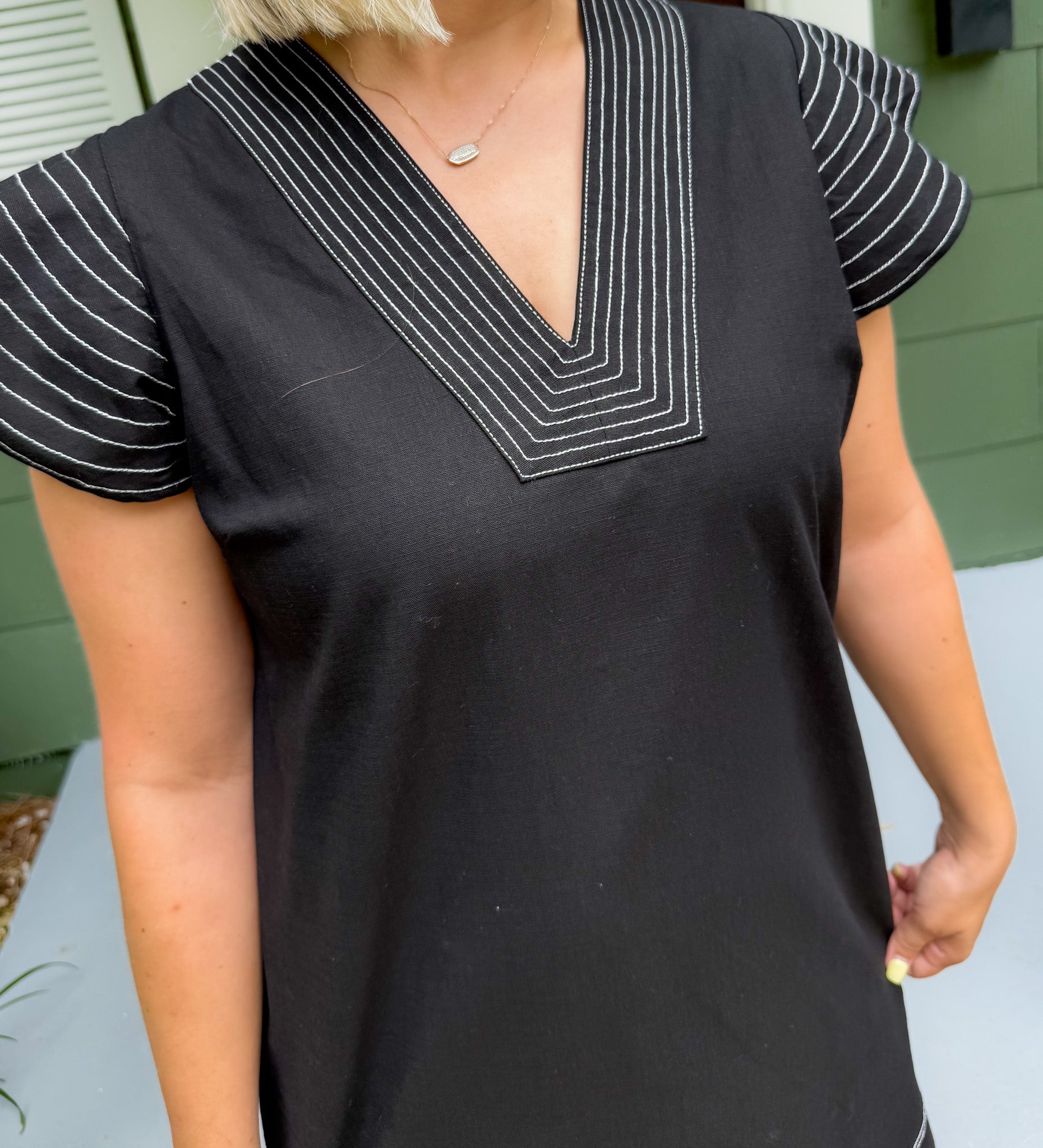 Brisbane Black Flutter Sleeve Mini Dress THML