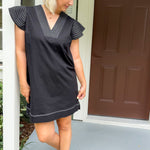 Brisbane Black Flutter Sleeve Mini Dress THML