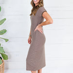 Britney Brown + Beige Stripe Knit Dress Mod Ref