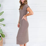 Britney Brown + Beige Stripe Knit Dress Mod Ref