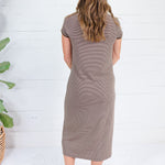 Britney Brown + Beige Stripe Knit Dress Mod Ref