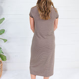 Britney Brown + Beige Stripe Knit Dress Mod Ref