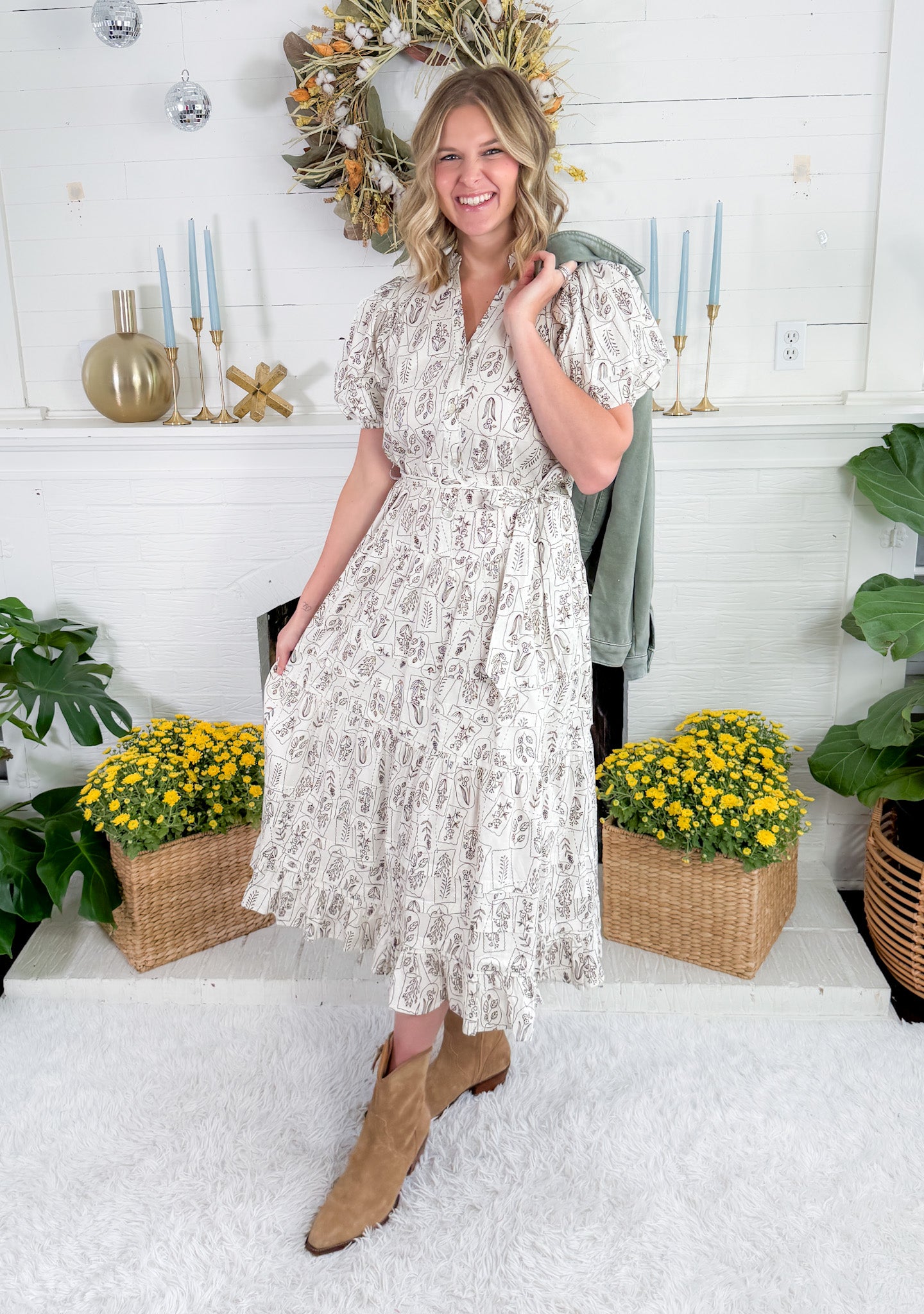 Britt Brown Scribble + Ivory Maxi Dress Pinch 