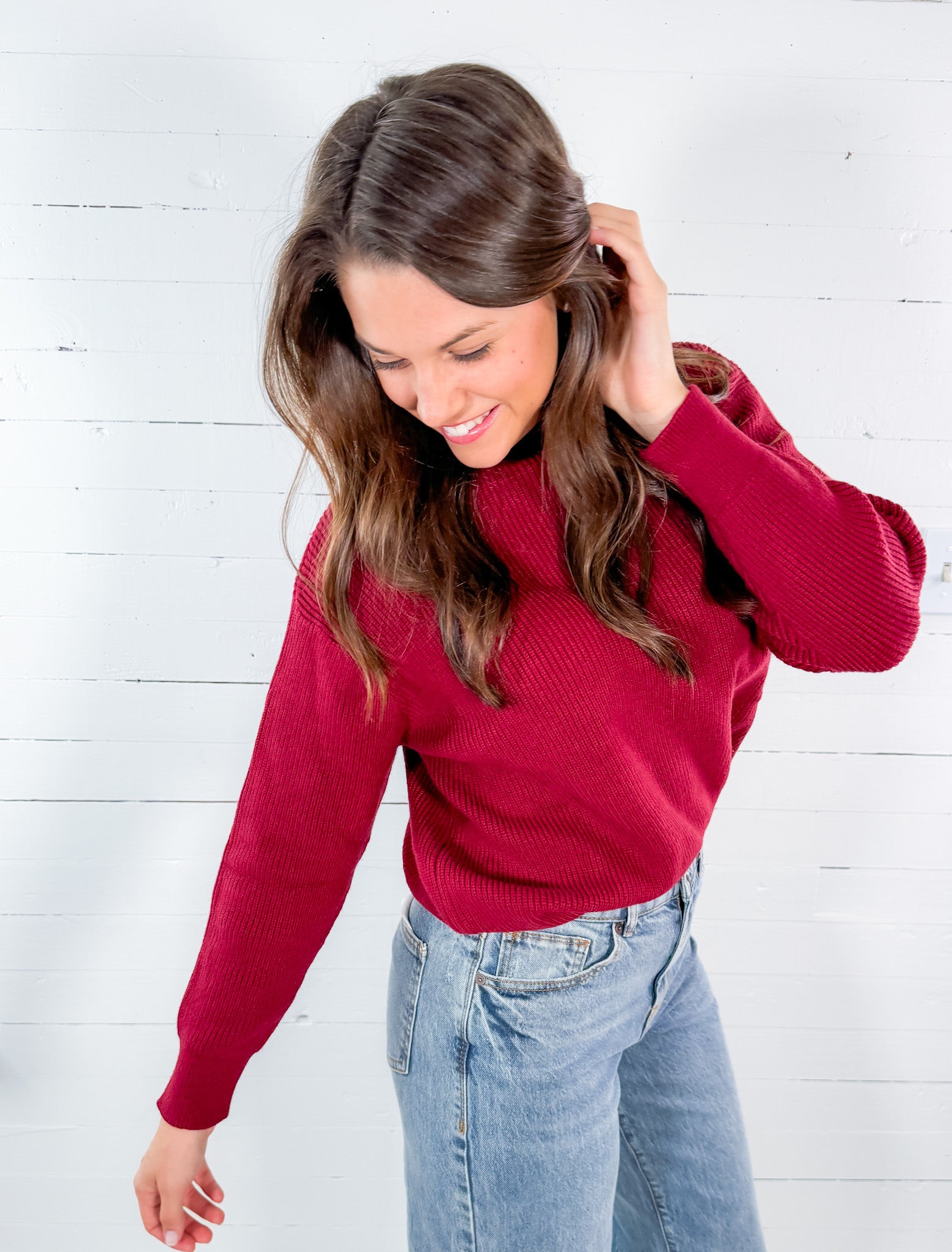 Britton Maroon Relaxed Sweater Lucy Paris