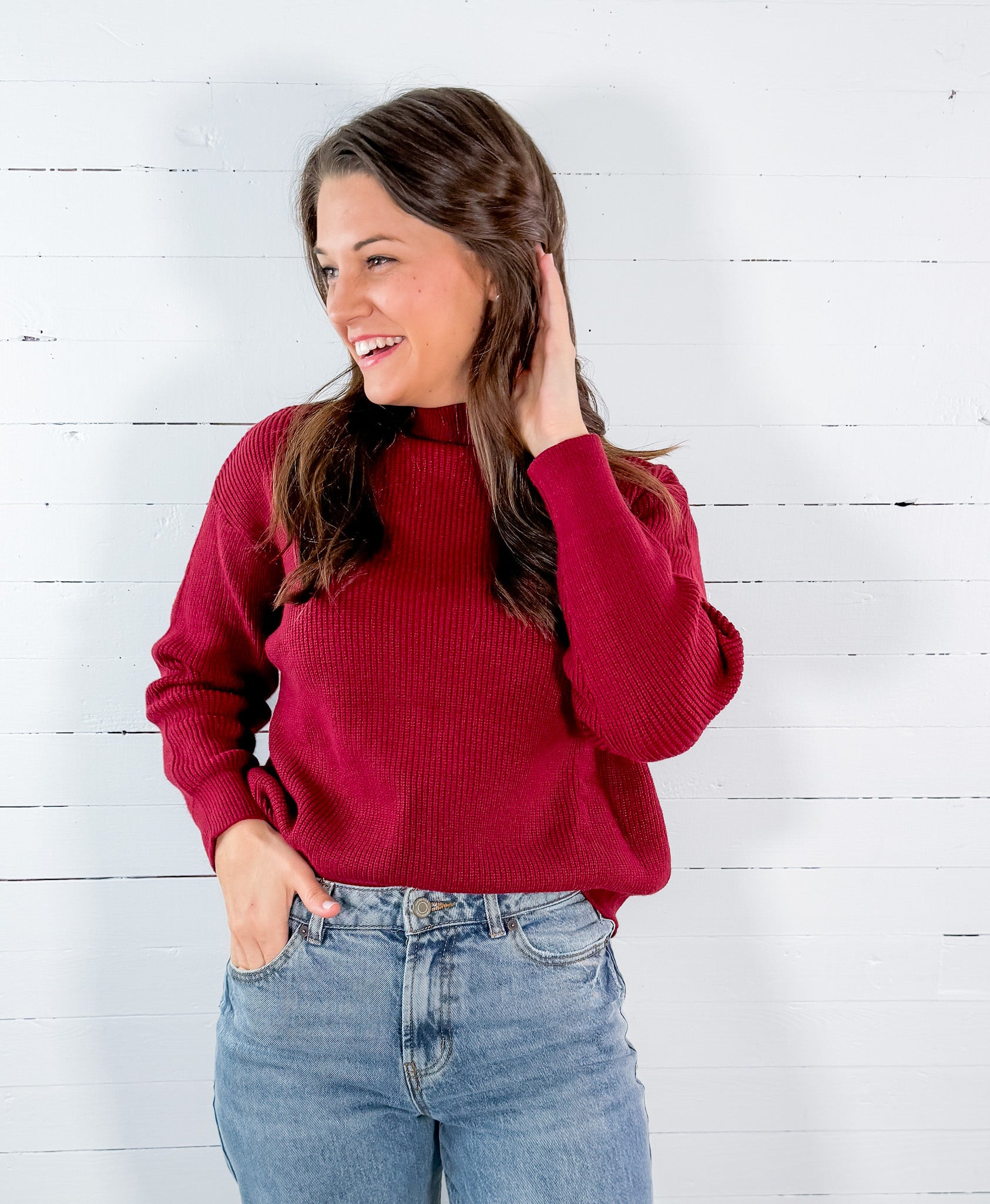 Britton Maroon Relaxed Sweater Lucy Paris