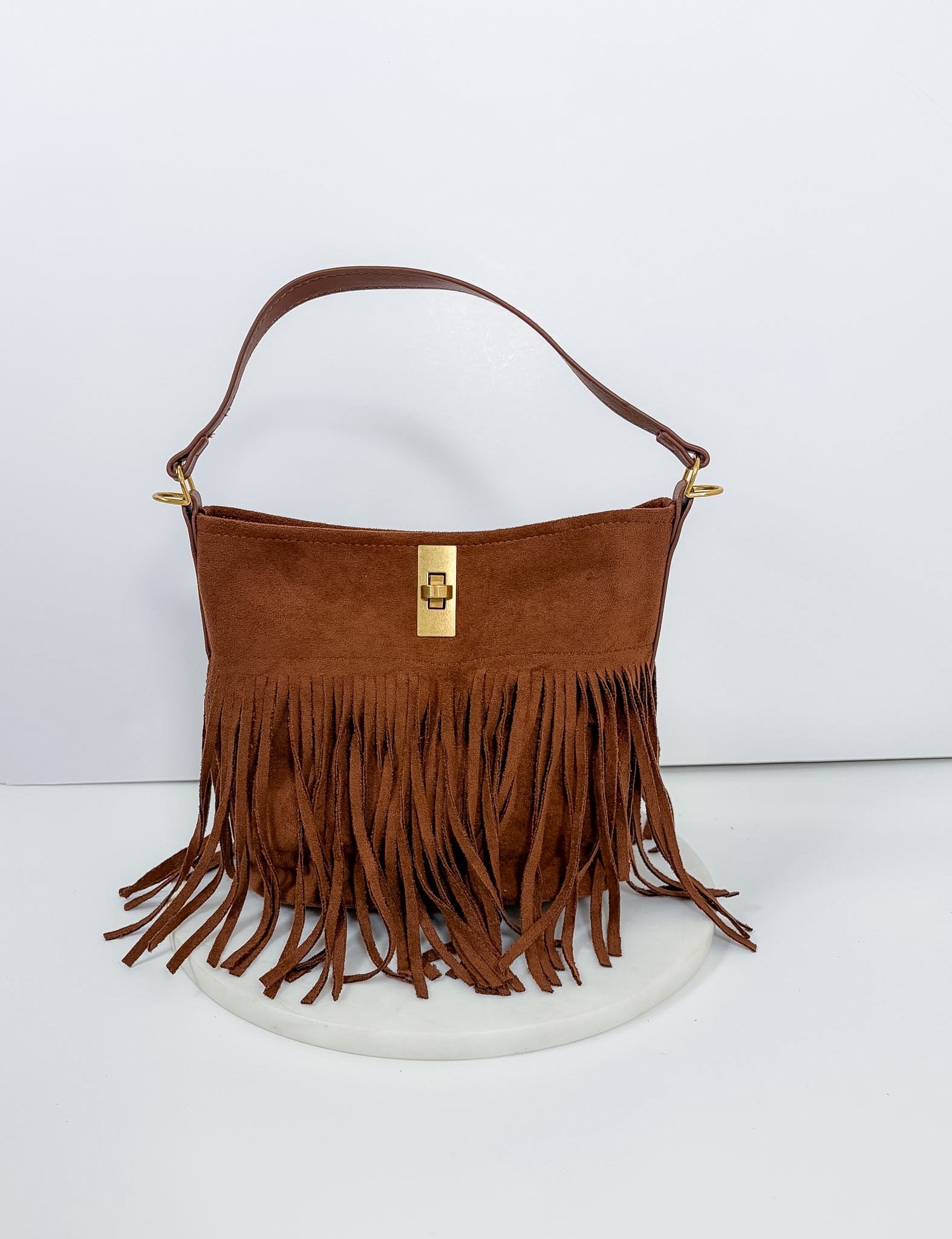 Brown Fringe Accent Hand Bag