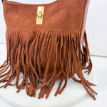 Brown Fringe Accent Hand Bag