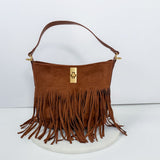 Brown Fringe Accent Hand Bag