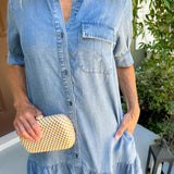 Bruna Medium Wash Denim Mini Dress KUT