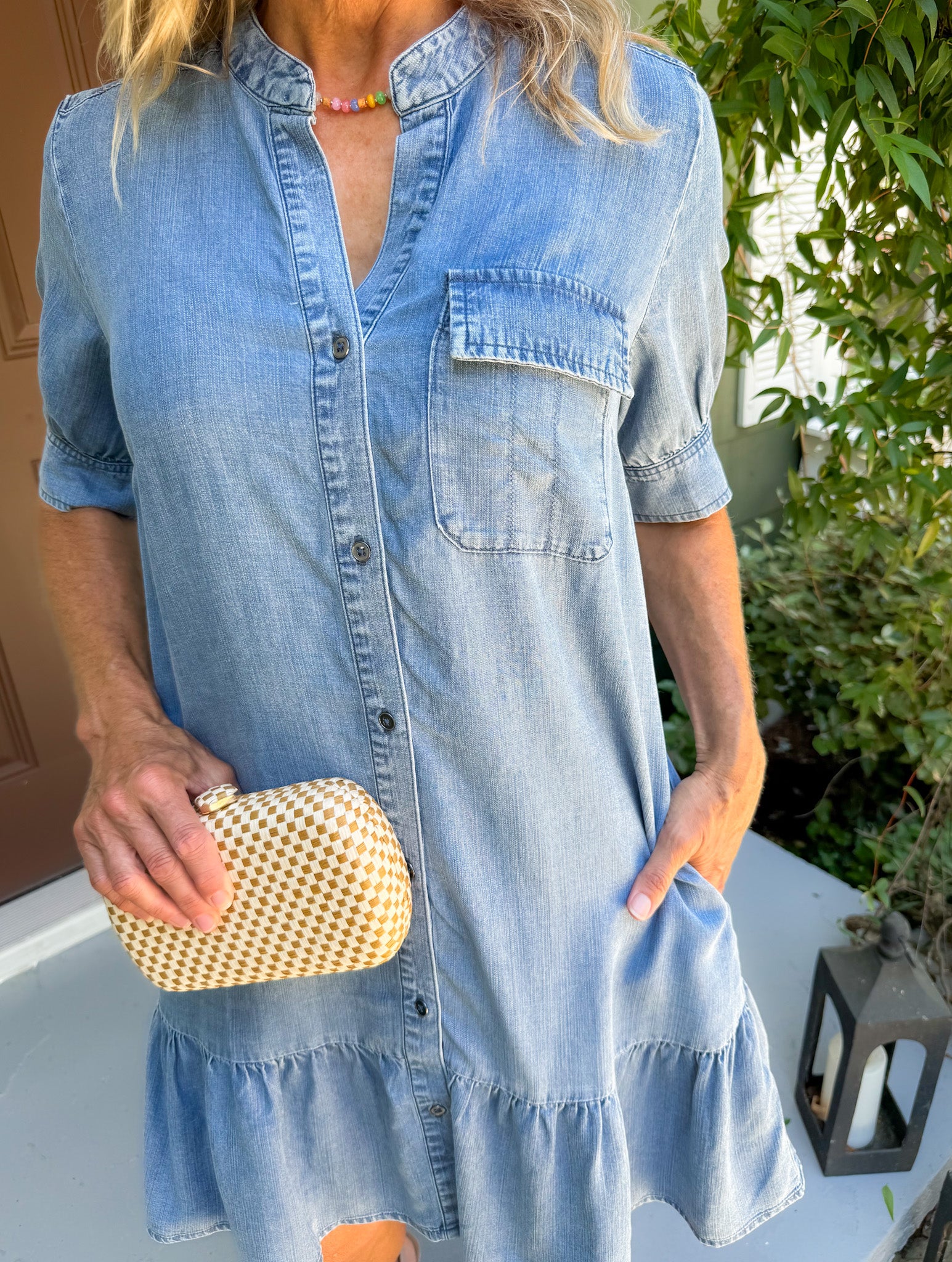 Bruna Medium Wash Denim Mini Dress KUT