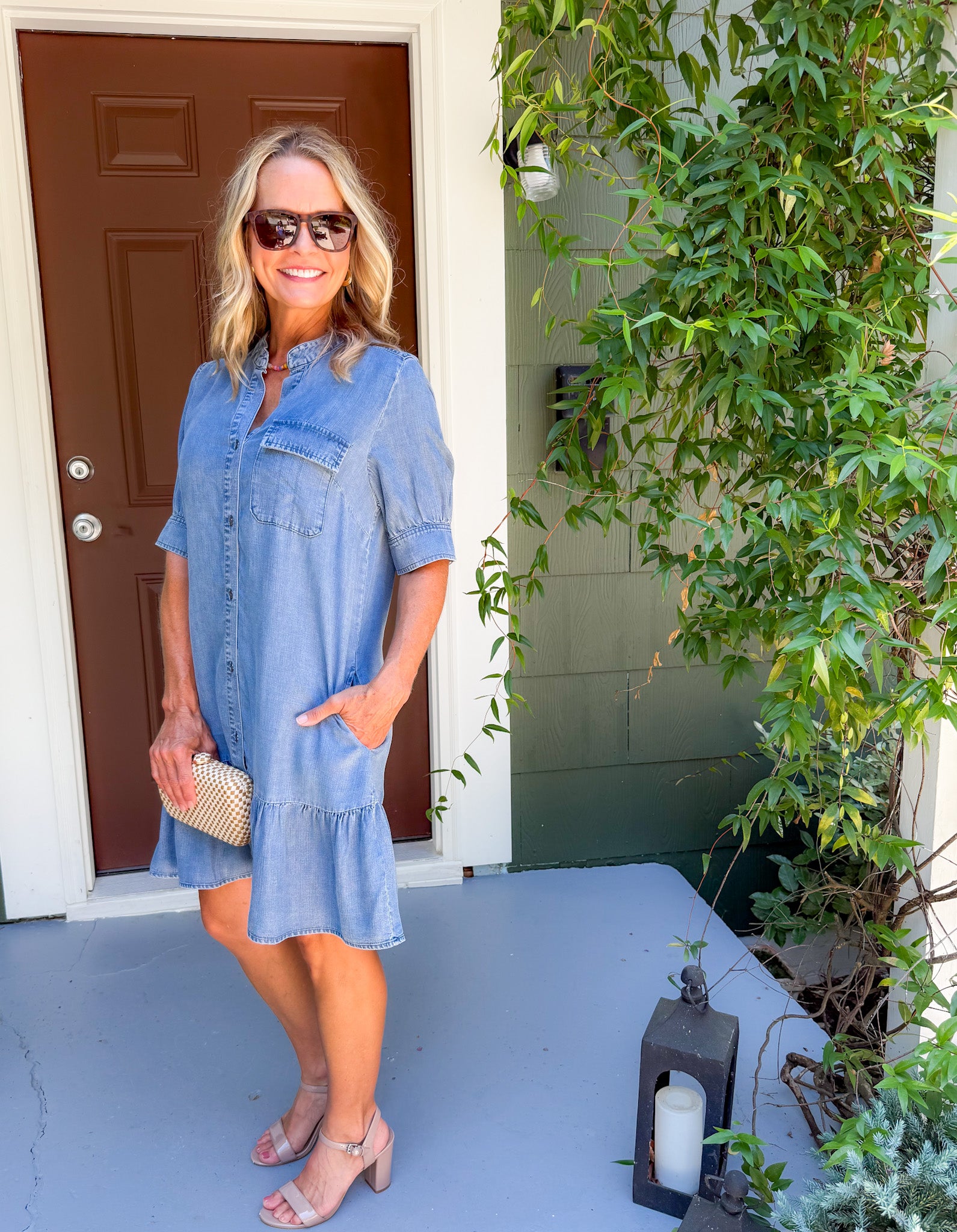 Bruna Medium Wash Denim Mini Dress KUT