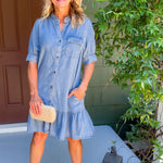 Bruna Medium Wash Denim Mini Dress KUT