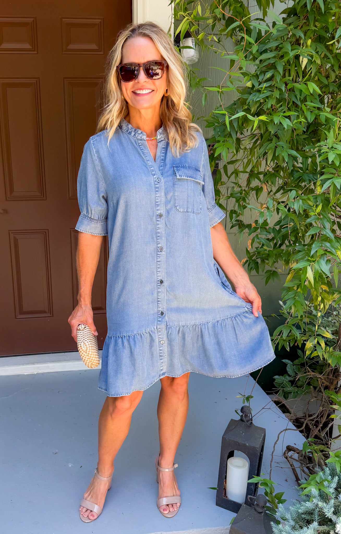 Bruna Medium Wash Denim Mini Dress KUT